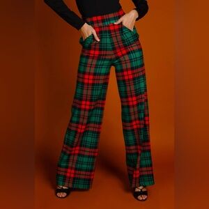 Plaid High-Waisted Women's Trousers